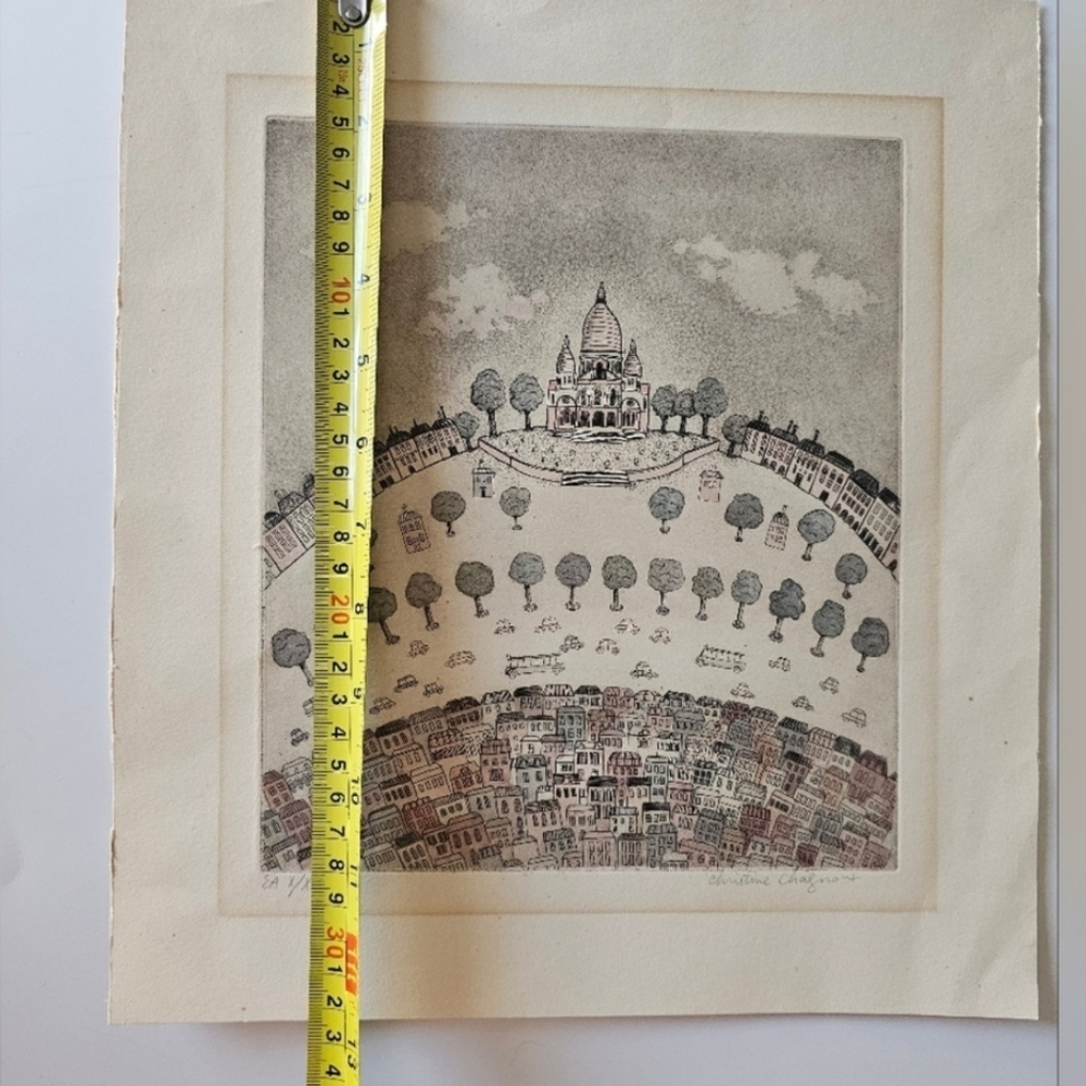 Christine Chagnoux Montmarte 1960s Signed Numbered Muted Water Color Litho Paris - Picture 15 of 16